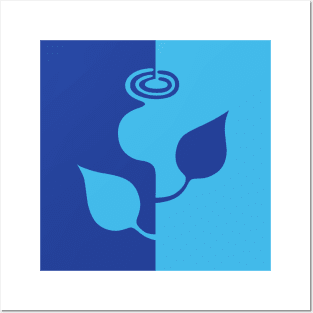 Flower, blue abstraction Posters and Art